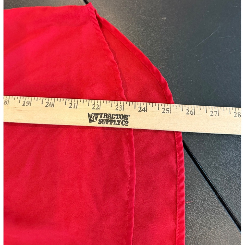 My Michelle Womens Small Blouse Red 3/4 Roll Tab Sleeve Zipper Pocket High Low - Picture 6 of 11